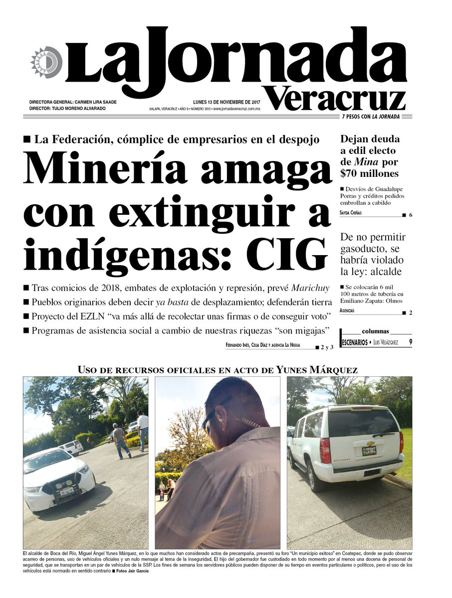 📝📝 Información de Portadas de Diario #Locales // <a href="/elliberaldelsur/">Liberal del Sur</a> || <a href="/Cronicadexalapa/">Crónica de Xalapa</a> || <a href="/jornadaveracruz/">La Jornada Veracruz</a> || <a href="/HeraldoPozaRica/">ElHeraldoDePozaRica</a> ▶️ 13-11-17 (2/5)
