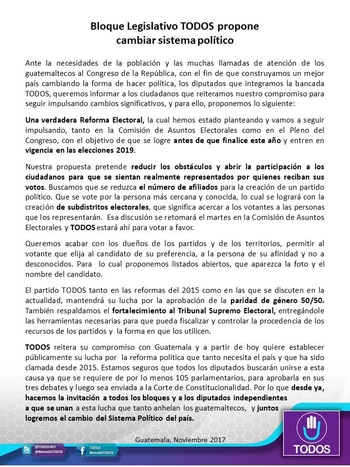 guatevisible's tweet photo. El diputado @FelipeAlejos  juntamente con los diputados del @BancadaTODOS en conferencia de prensa Proponen reformas a la Ley Electoral y de Partidos Políticos y que sea de inmediato su entrada en vigencia para las próximas elecciones #ReformasLEPP https://t.co/BhdMcximu2