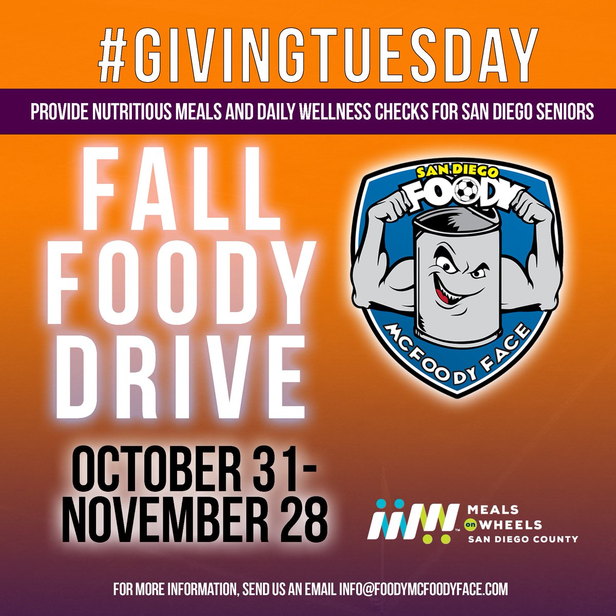 foodymcfoody's tweet photo. A friendly reminder about the Fall #FoodyDrive
.
15 days left to donate and reach our goal of $3K
.
.
Help us reach our goal with a RT
...
https://t.co/GBFx1Ky8FZ https://t.co/E1VdhjDLcb