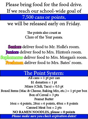 Goddard_Media's tweet photo. #PocketGuide to the GHS Food Drive. Check out what you need to do to help reach the goal. #10Cans https://t.co/IhJrZTk2Ps