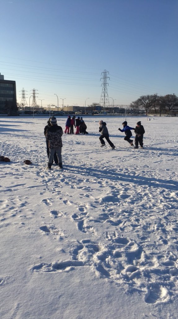Capitalizing on the nice winter weather. Outside all day today! ❄️☀️#RPSFootball #ChaseTheChicken #SnowAngelTag