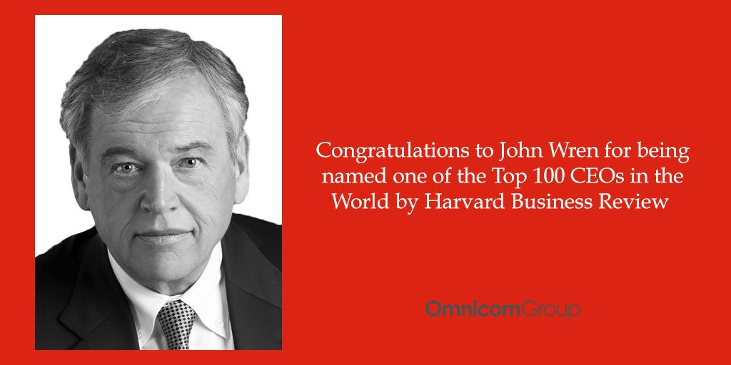 Congratulations to our President &amp; CEO, John Wren, for once again being recognized among the Best-Performing CEOs in the World by <a href="/HarvardBiz/">Harvard Business Review</a>. bit.ly/2gFt8in #leadership
