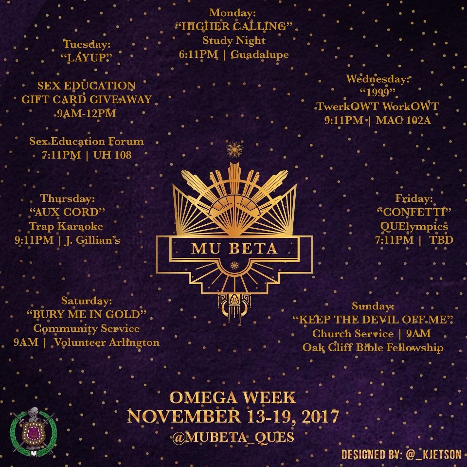 MuBetaQues's tweet photo. Come Owt and support the Pimpin chapter #MuBetaWeek #Achievementweek2k17 we got a lot planned stay tuned #UTA #Ques #QueTwitter https://t.co/nQbioRXiGh