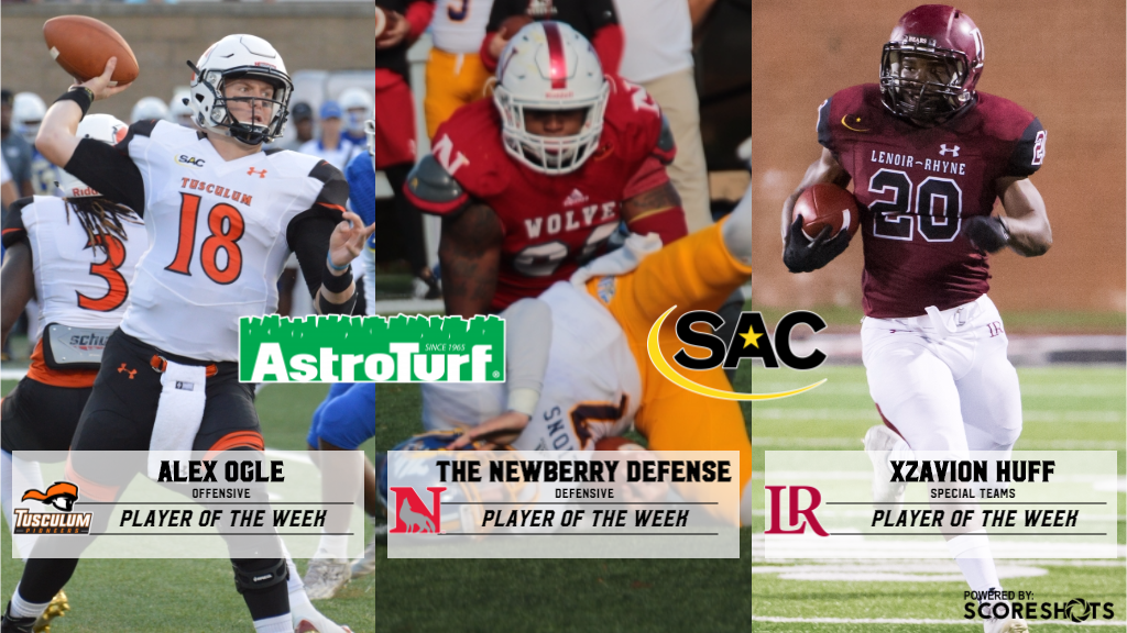 SAC_Athletics's tweet photo. The South Atlantic Conference Announces Astroturf SAC Football Players of the Week, Nov. 13

https://t.co/qiLinA34Ab https://t.co/EOc8qA03j1