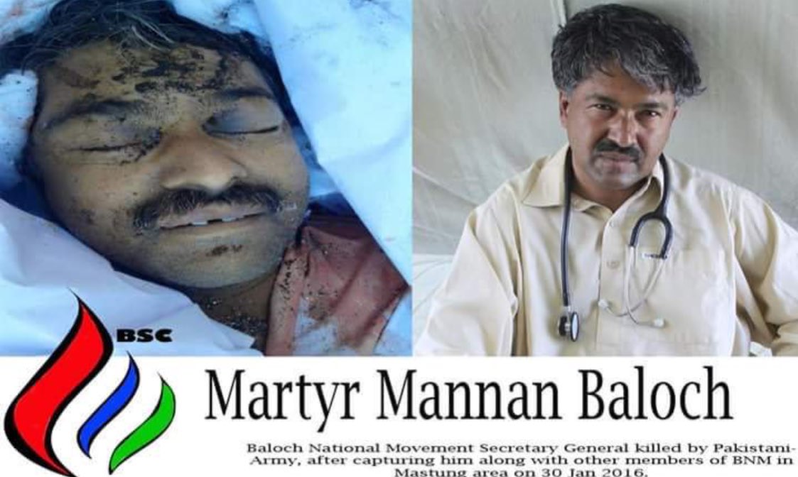 NodanBaloch2's tweet photo. Dr. Mannan Baloch, former secretary general of @BNMovement_, assassinated by PakistanArmy on Jan 30, 2016.
#13NovBalochMartrysDay https://t.co/2ZYhGfRTLy