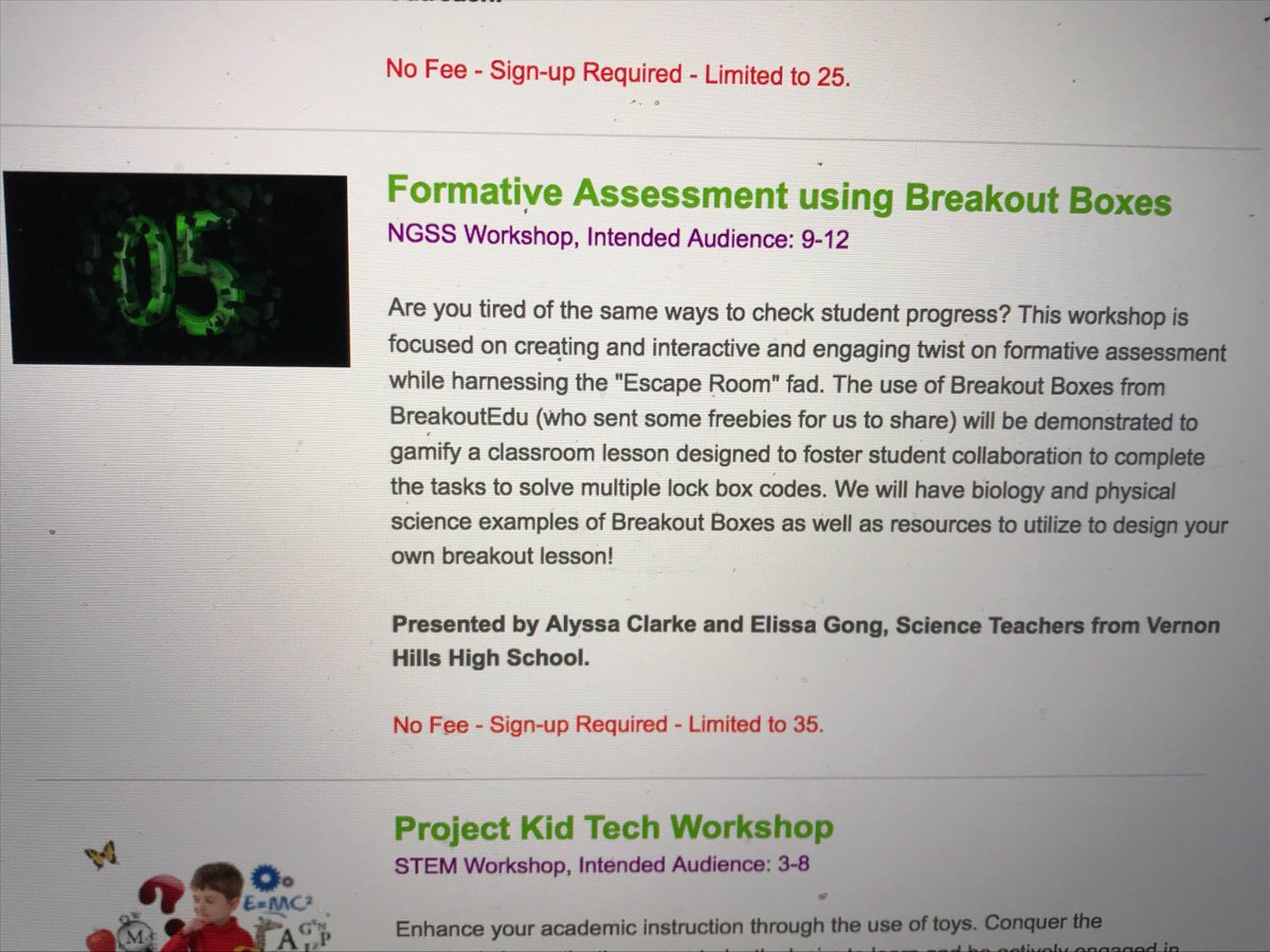 vhclarkesci's tweet photo. We are ready to breakout at #NISE2017 with @elissa_gong #vhway #vhsci @breakoutEDU https://t.co/0N496y4YzP