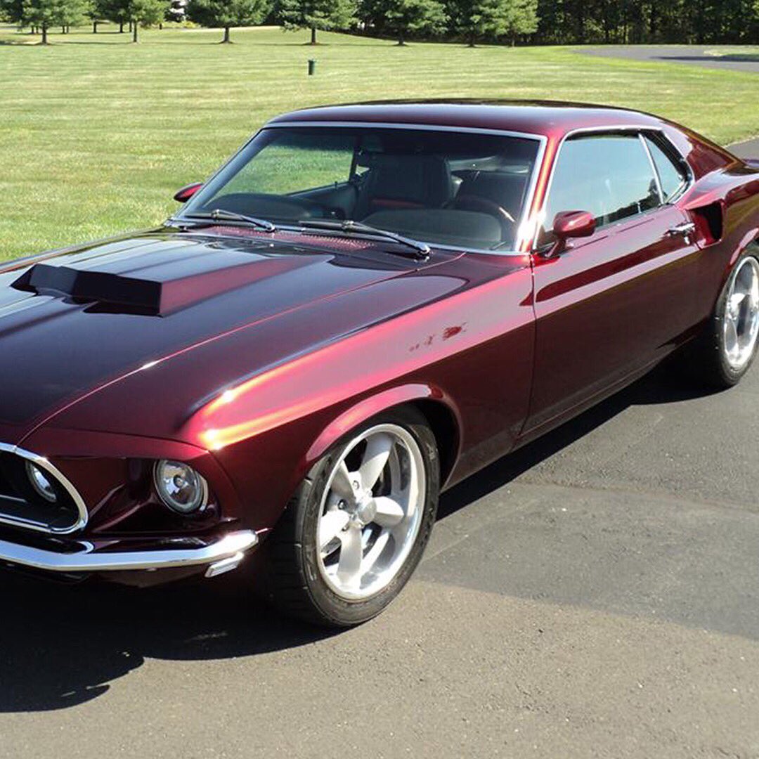 Barrett-Jackson on X: SCOTTSDALE AUCTION SPOTLIGHT: Finished in House of  Kolor Kandy Apple Red with a Mach 1 Brandywine stripe, this beautiful 1969  @FordMustang custom fastback is powered by a Boss 429