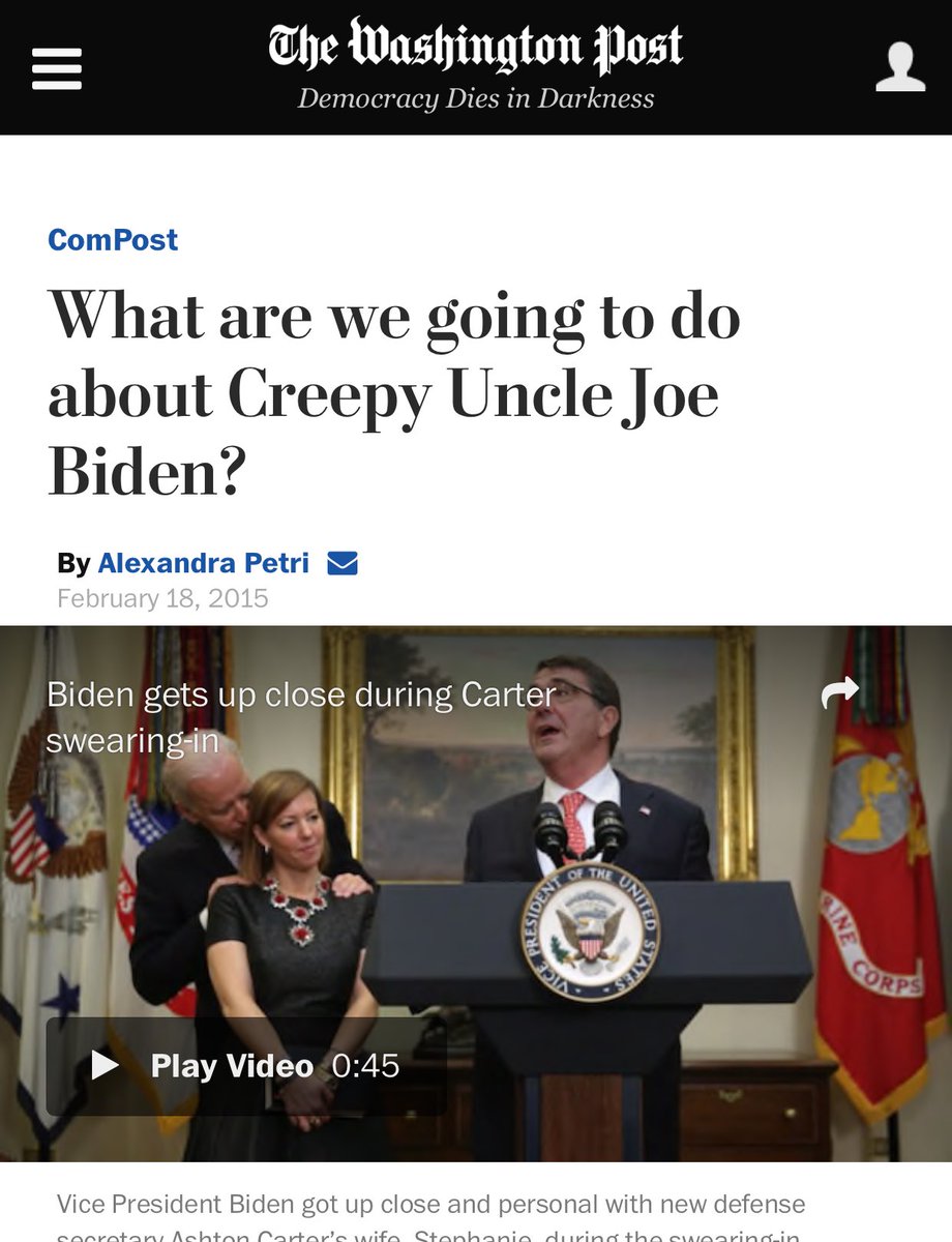 The media has even acknowledged that former Vice President Joe Biden clearly has a problem controlling his behavior around women and young girls.