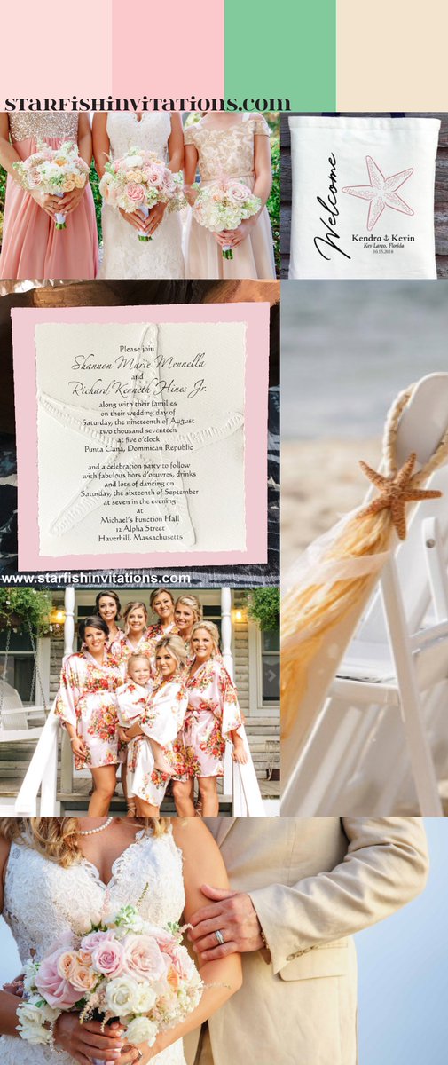 Beach wedding colors featuring pale pinks! See the whole post here:
starfishinvitations.com/starfish-blog/…
#beachwedding