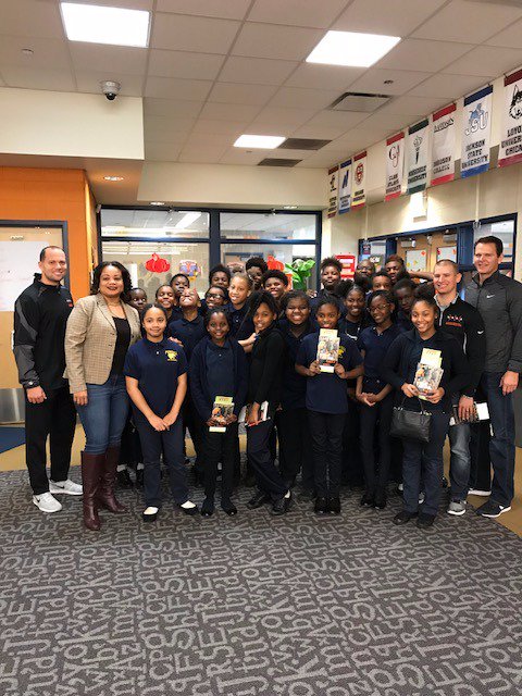 OfficialNBARefs's tweet photo. NBA referees John Goble, Tyler Ford and Mark Ayotte reading with students in Chicago last week with @Scholastic! #TimeOutForReading https://t.co/YBlABL0Qk3