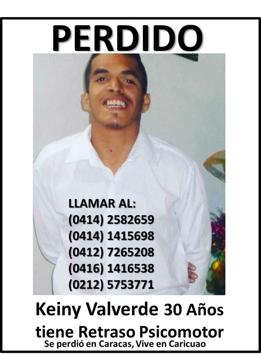 Karenbsv's tweet photo. Hagan RT por favor , es mi primo,  se perdio en caracas desde el domingo 5 de Noviembre.  Ayudennos por favor https://t.co/oTw1ovUw74