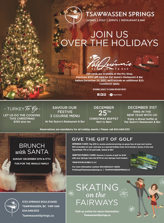 Join us this holiday season at Tsawwassen Springs!