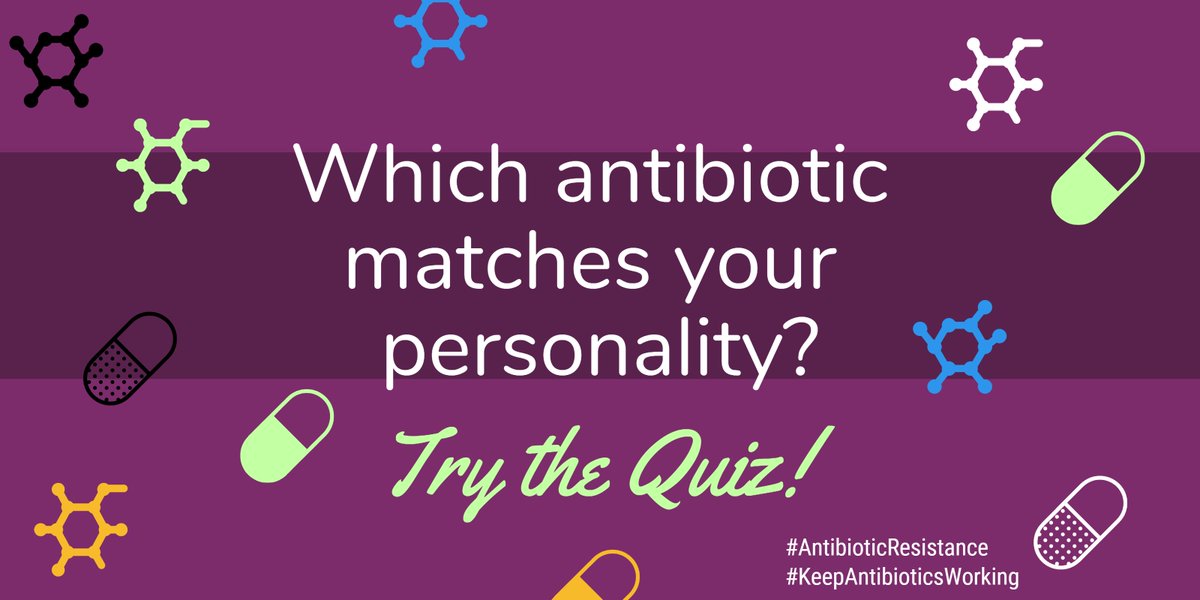 BRxAD's tweet photo. Something fun for #AntibioticAwarenessWeek! Try this quiz to find out which antibiotic best matches your personality: https://t.co/xlCxRsh1YK

#BeAntibioticsAware #WAAW2017 #AntibioticResistance https://t.co/UOq87ybYaa