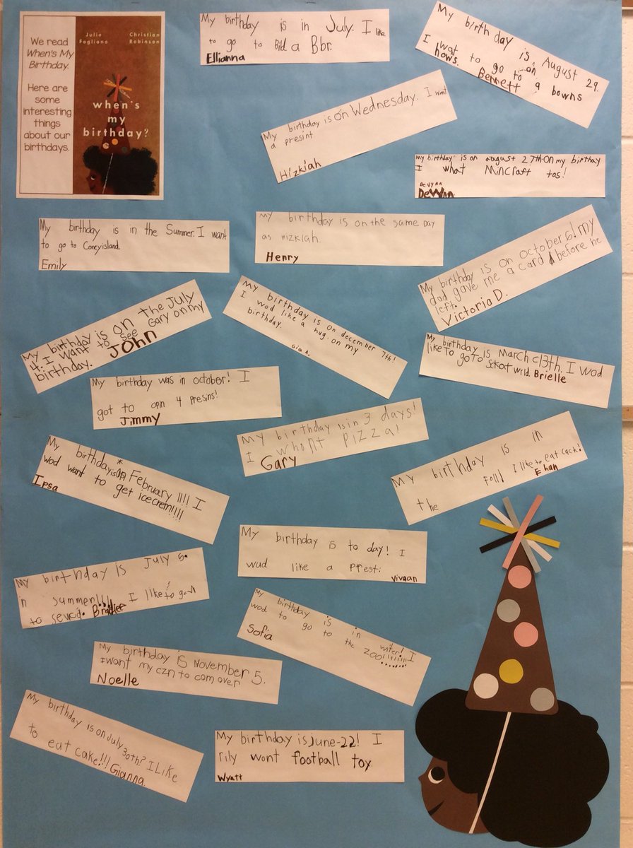 mkaspari2's tweet photo. After reading When’s My Birthday?, Hill 1st graders shared some interesting things about their birthdays! #OneTroyReadAloud #hillthinkers https://t.co/SQHhxMOdfh