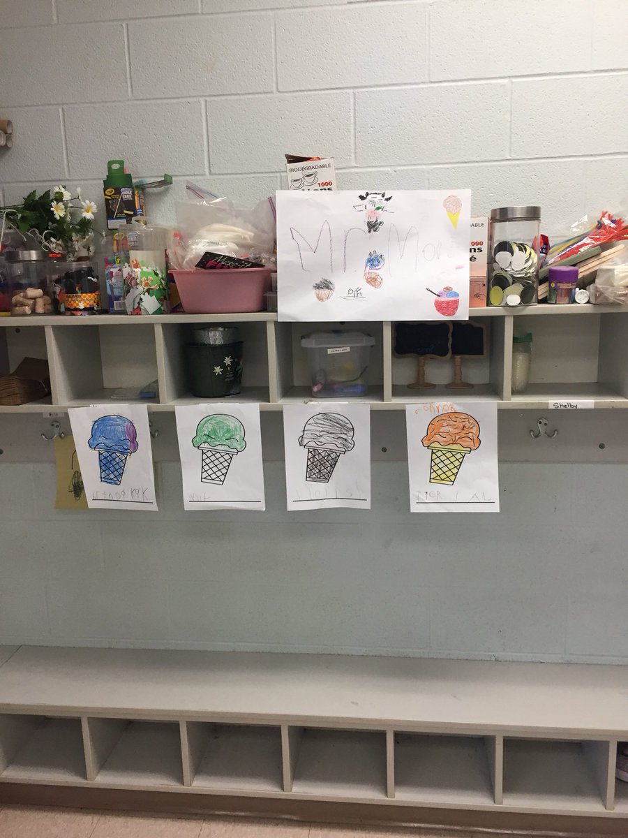 LearnWithMrsH's tweet photo. Our ice cream store is called Mr. Moo and we have four flavours on the menu so far #FDK #dramaticcentre https://t.co/j0aR6IJrTi
