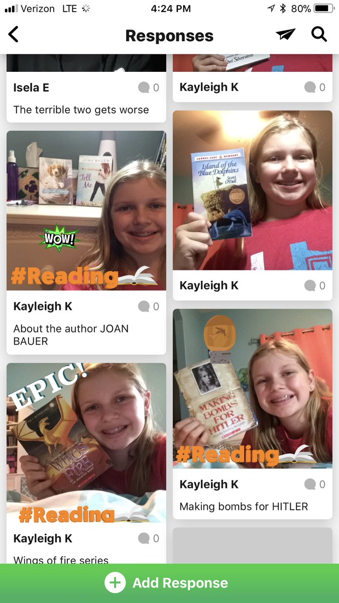 thenextgenlib's tweet photo. Kayleigh took over our ORMS #book recommendations @Flipgrid channel this weekend and we LOVE it! #shecouldntstop #gotareward #unicornsread #lotsofbooks https://t.co/mOTelim2Pd