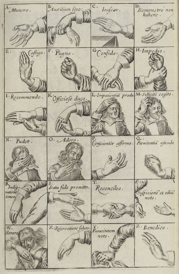 PublicDomainRev's tweet photo. Pudet = Face Palm. Page from John Bulwer's Chirologia, or The Naturall Language of the Hand (1644), the English physician's attempt to record the vocabulary contained in hand gestures and bodily motions. More wonderful pictures from the book here: https://t.co/ryiodjdMbV https://t.co/Dib2O07XPm
