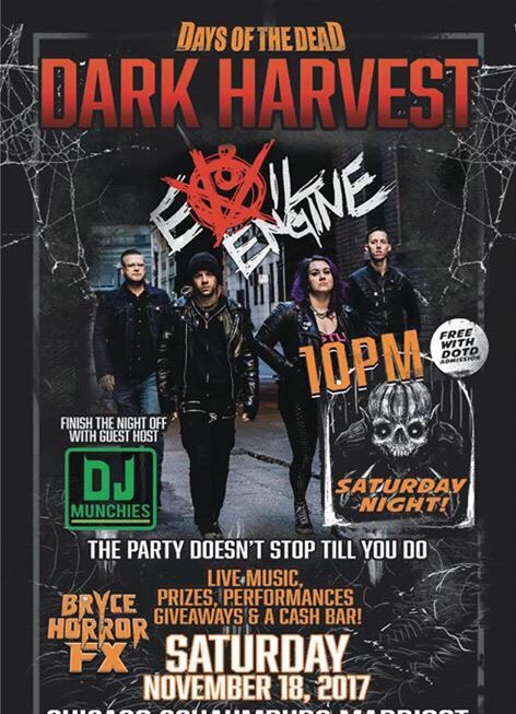 evil_engine's tweet photo. To our friends who will be at #DaysOfTheDead in #Chicago; come catch us Saturday night at the VIP #DarkHarvest After Party!

#HorrorConvention #evilengine #VIP https://t.co/rstlGdQdqH
