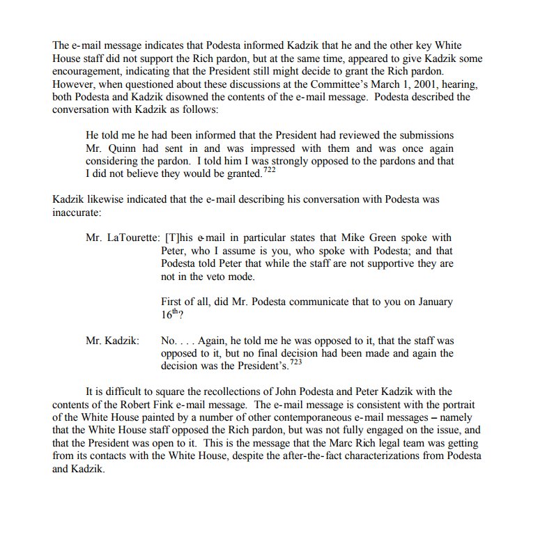 12) 3/2001 Committee Hearing: Kadzik lies about his contacts with John Podesta to Congressman Steve LaTourette