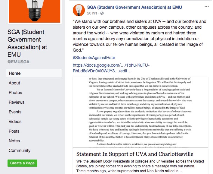 EMU_News's tweet photo. EMU's student government assoc signs in support of https://t.co/sknd9porMS @UVaStudCo statement against hate and inequity #StudentsAgainstHate #EMUview https://t.co/mq3V7OzINU
