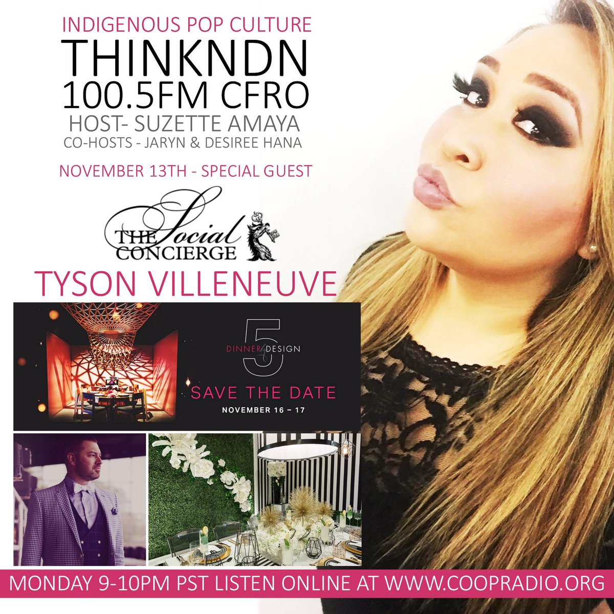 ThinkNDN's tweet image. TONIGHT Join Host @SuzetteAmaya W/Guest #TysonVilleneuve @TSC_Agency Re: #DinnerxDesign Listen Online At 9-10pm coopradio.org