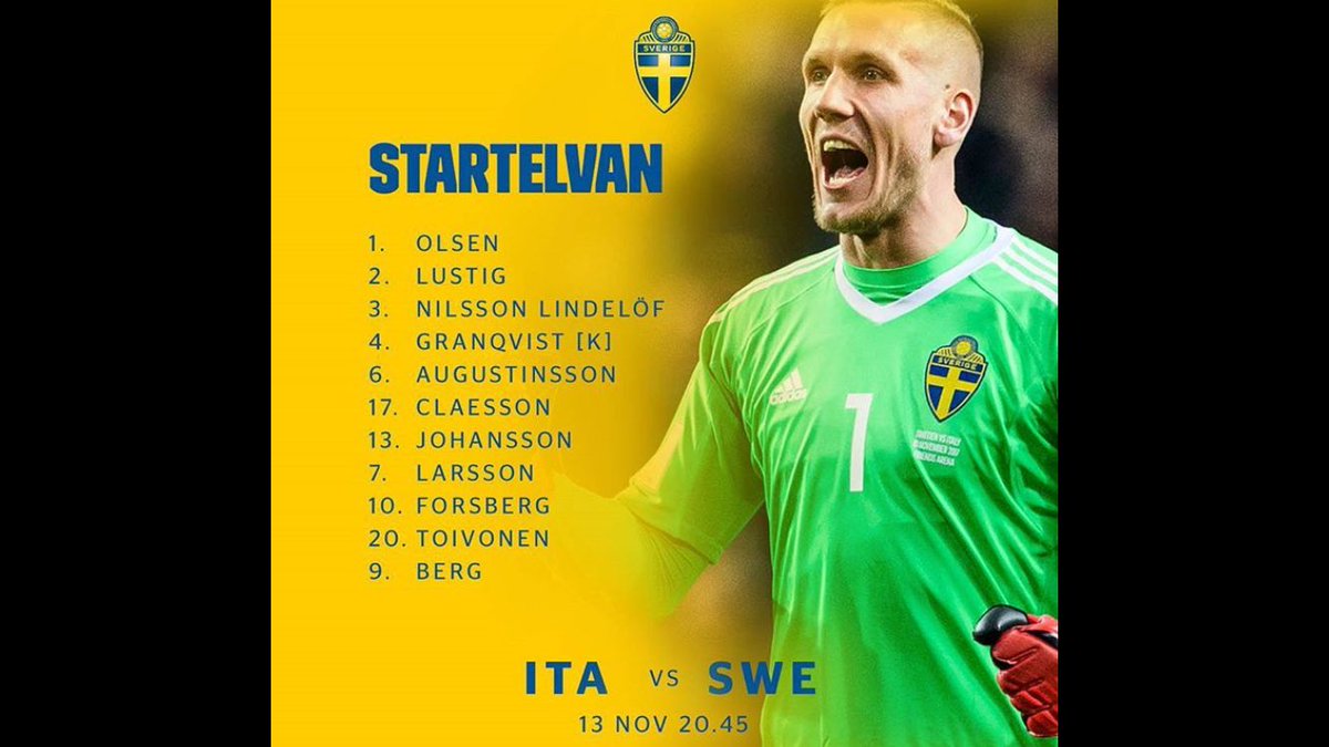 TexasJohansson's tweet photo. Sveriges startelva mot Italien:
1. FC Malmö

2. Sandåkern
3. IK Franke
4. Påarp
6. BP

17. IFK Värnamo
7. Eskilstuna
13. Trollhättan
10. GIF Sundsvall

20. Degerfors
9. Velen

Källa: svenskfotboll.se https://t.co/GpIvn5EhvQ