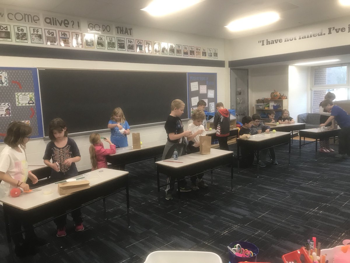 Garbarz3rdPR's tweet photo. @Garbarz3rdPR 3rd graders โTennis ball towerโ challenge underway in @MakerPhillips Makerspace! Collaboration hard at work!! #prmakerspace https://t.co/EZicMX9LYH