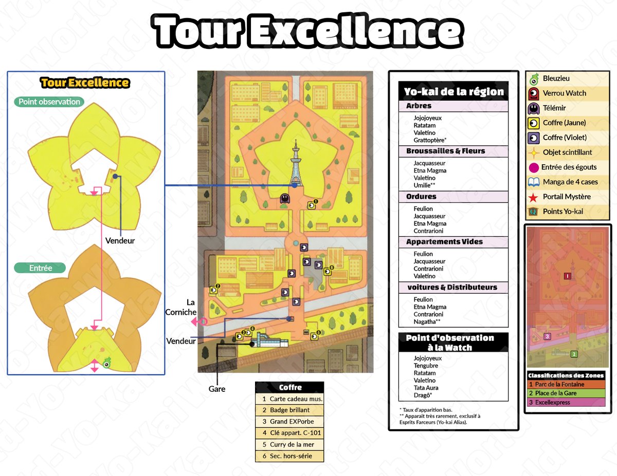 YokaiWatchFR's tweet photo. Mesdames et messieurs, devant vos yeux ébahis voici la carte de la Tour Excellence dans #YokaiWatch2Spectres par @Yokai_Watch_Wd ! 😜 https://t.co/14jIdtNS5H