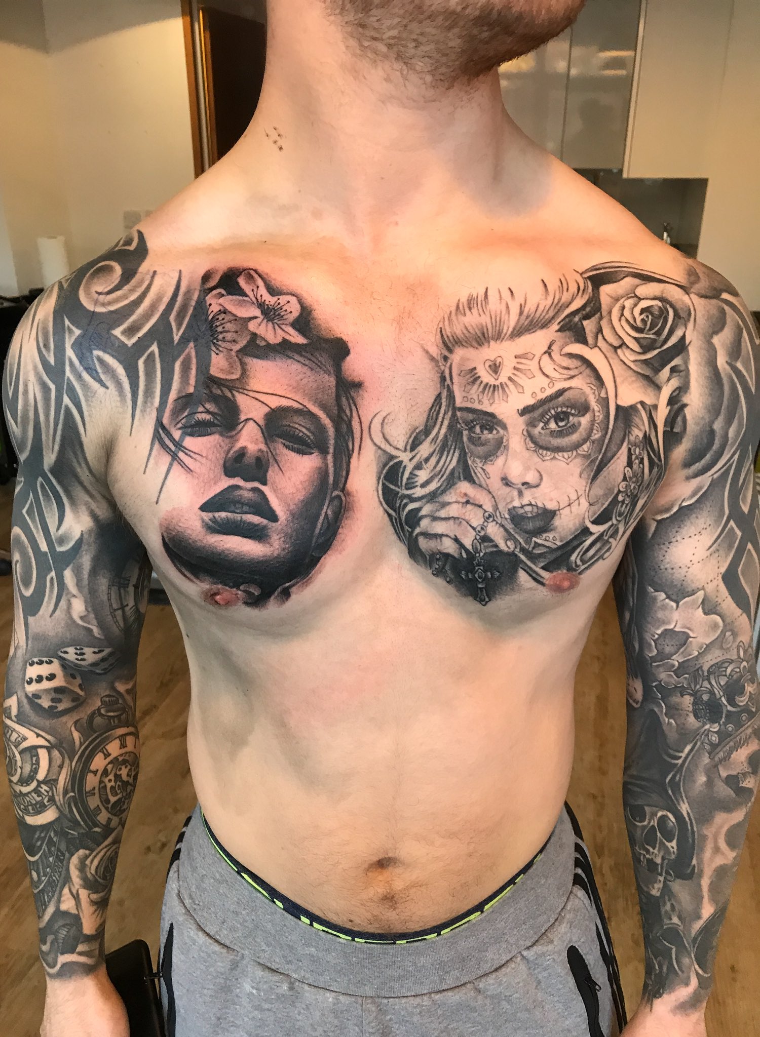 Chest Portraits Tattoo Picture
