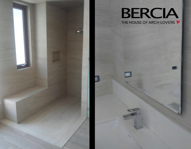 BerciaArq's tweet photo. En esta casa ubicada en Lo Barnechea, se decidió utilizar #Laminam Travertino de #Bercia en los revestimientos de los baños, otorgando una gran calidez y elegancia. https://t.co/o7vmFEwIyT