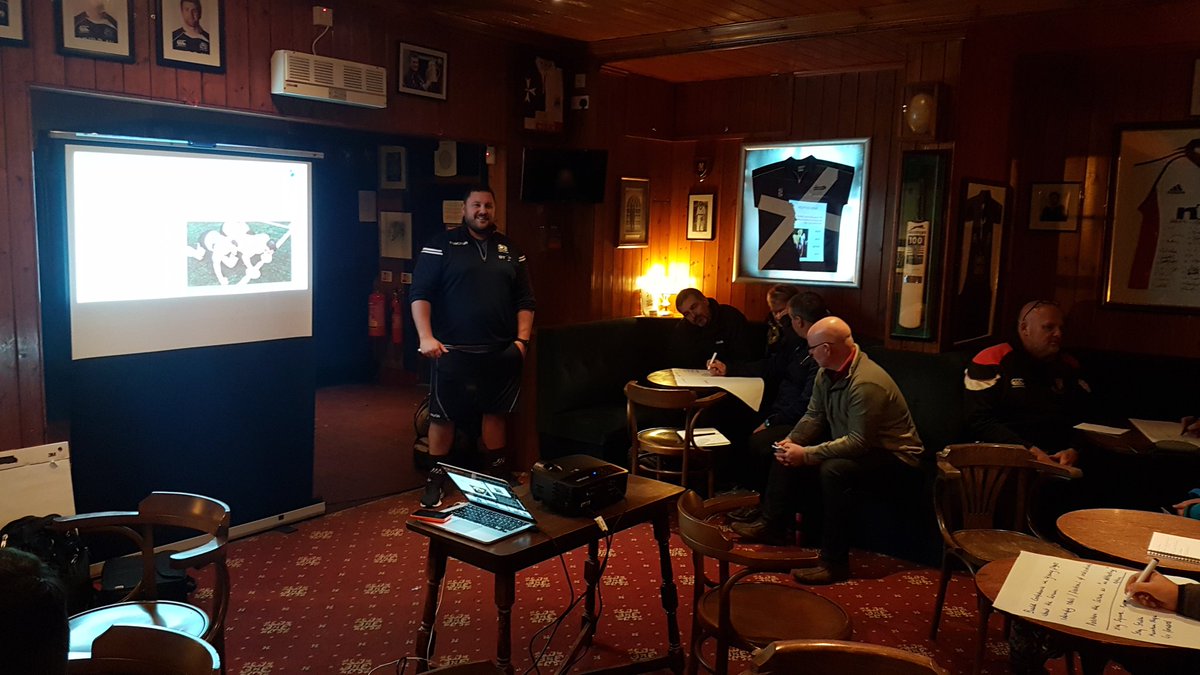 JGCrugby's tweet photo. Coach CPD | Developing the Scrum workshop with @scotrugbycoach Sinclair Patience in Dundee tonight #technicalblueprint #scrumprinciples #spotthecheesygrin https://t.co/EyQhu8OaAi