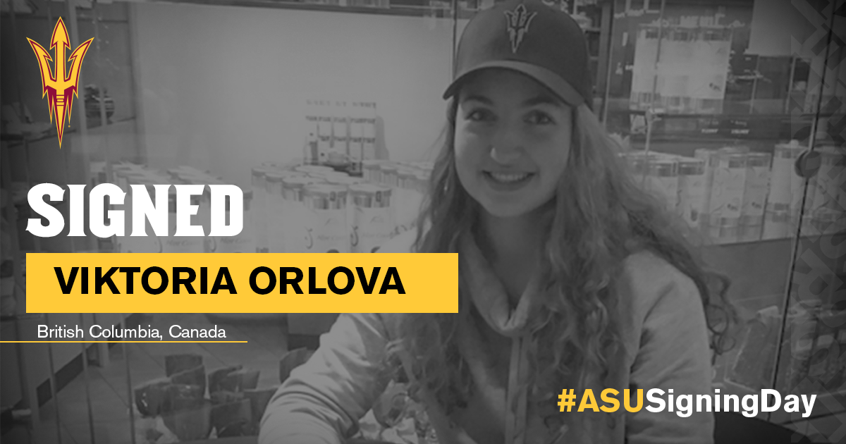 SunDevilWP's tweet photo. We are excited to announce the addition of Viktoria Orlova to the 2018 signing class! She represents the third member of the class and second from Canada. ππ¨π¦ #ForksUp #ASUSigningDay https://t.co/EtKYSx4k8q