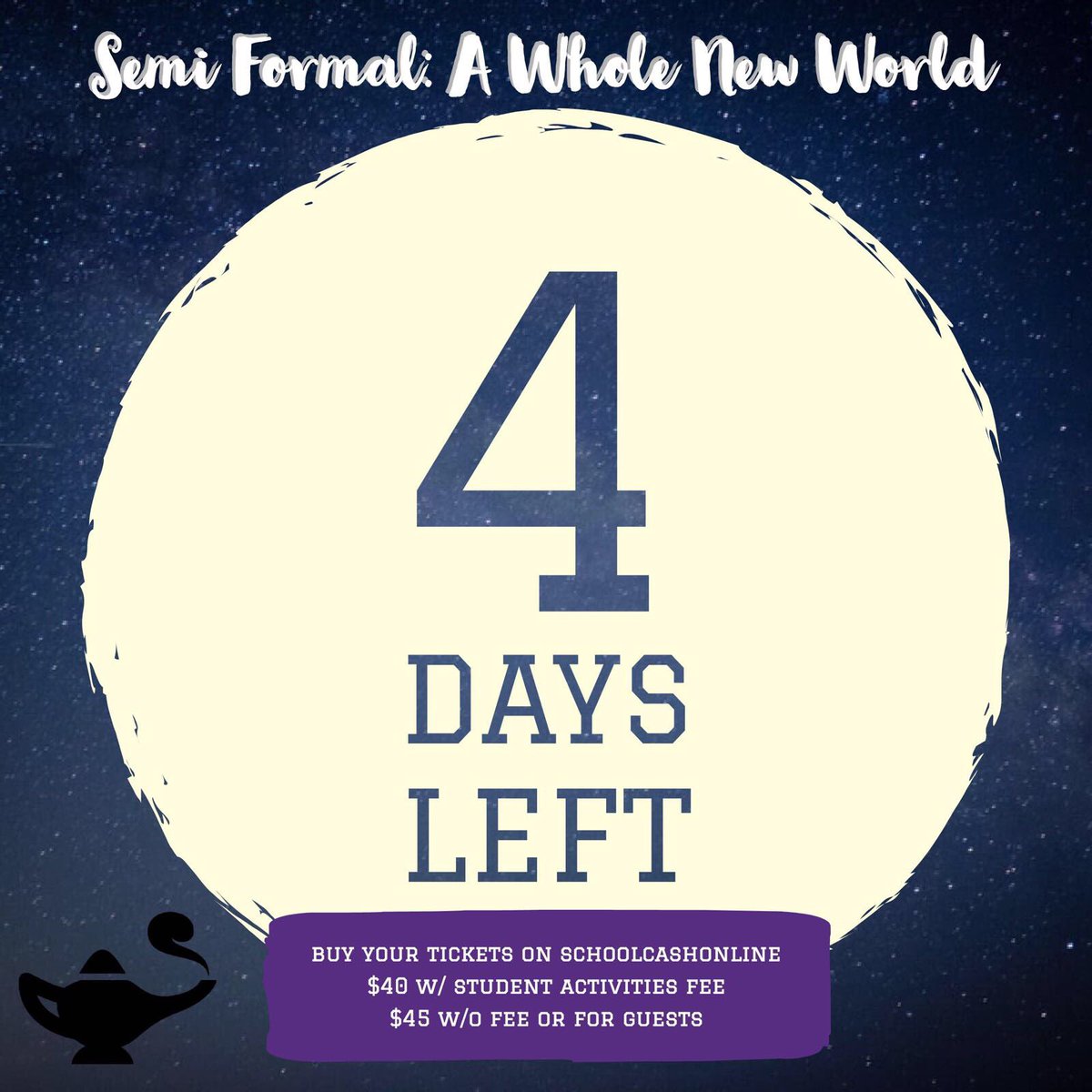 THERE ARE ONLY 4 DAYS LEFT TO BUY YOUR SEMI TICKET ON SCHOOLS CASH ONLINE!!!!