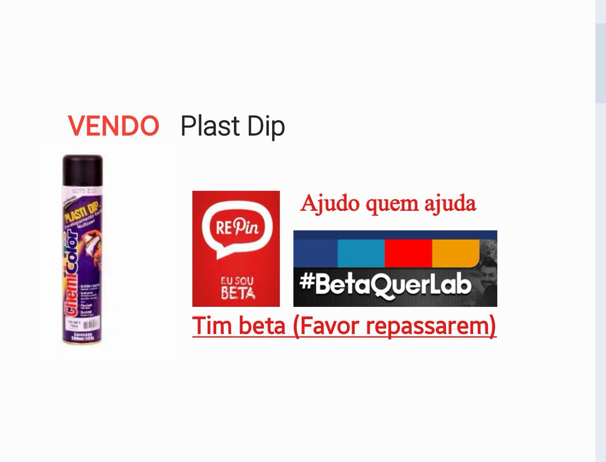GP_TimBeta's tweet photo. Vendo Plast Dip.
Envelopamento líquido. https://t.co/JBC1bukA3K