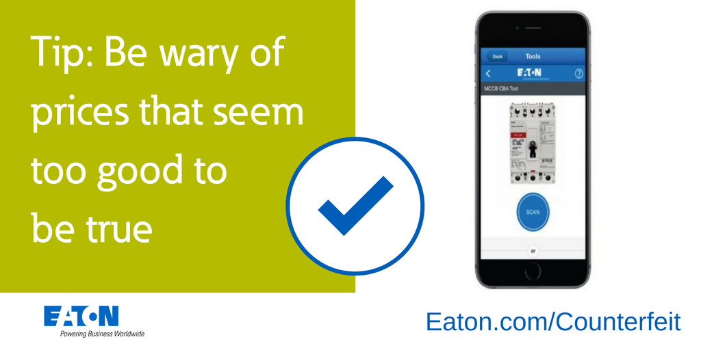 ETN_Electrical's tweet photo. With the click of a button, detect if your MCCB is counterfeit #OperationAuthentication https://t.co/1jBF3pQ8ls https://t.co/l3hydmmKlW
