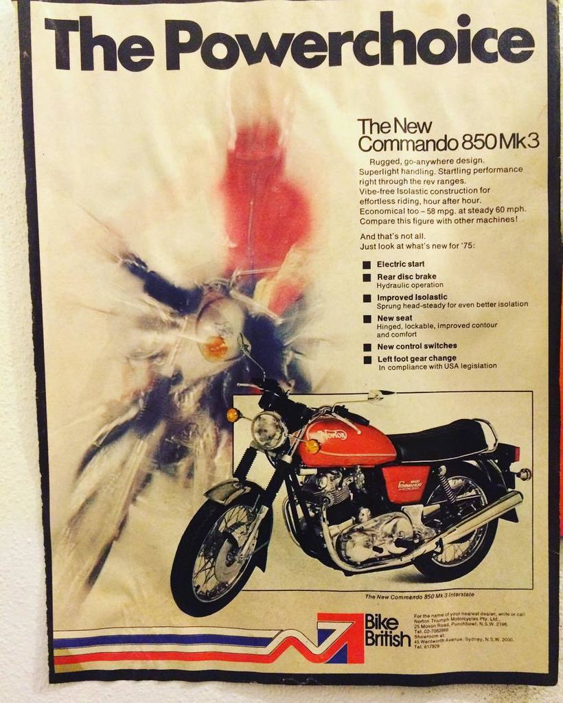 revsandthreads's tweet photo. The new choice for '75! A great ad from an age where disc brakes almost worked. #Norton #motorcycle #bike #ride #s… https://t.co/tSmG2tgMFI https://t.co/9p5DP9aco9