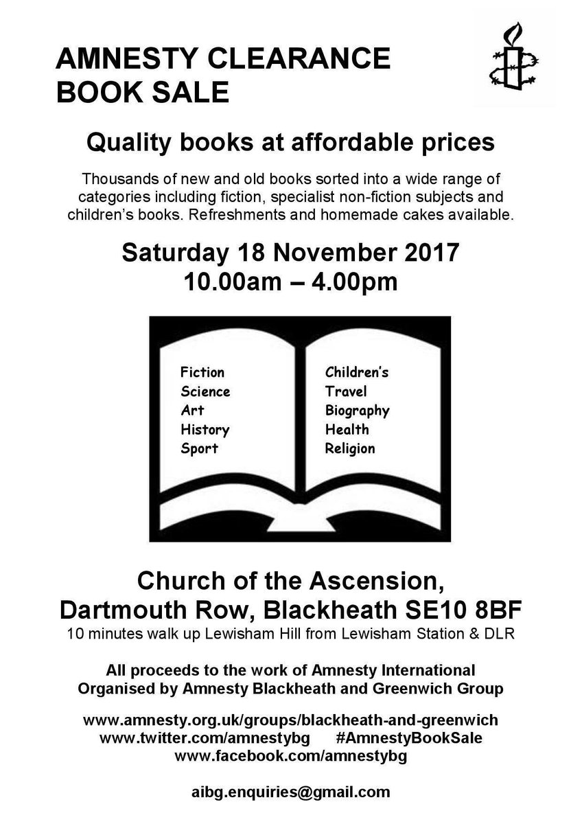 AmnestyBG's tweet photo. Getting ready for the #AmnestyBookSale on Saturday  10-4 at @AscensionTwurch #GreenwichHour https://t.co/ihOb0S1uwx