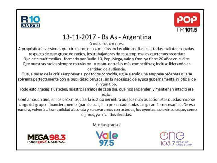 Los trabajadores,TRA BA JA DO RES, de 
📻La 10
📻La Pop
📻Mega
📻Vale
📻One

👇