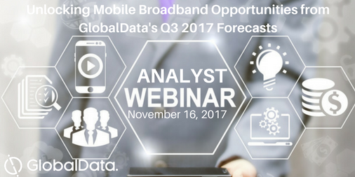 Technology_GD's tweet photo. Analyst webinar this Thursday:  Unlocking Mobile Broadband Opportunities from GlobalData's Q3 2017 Forecasts.  #Mobile # Broadband Register here https://t.co/jQYrbwM5xH https://t.co/LBQKgubCFi