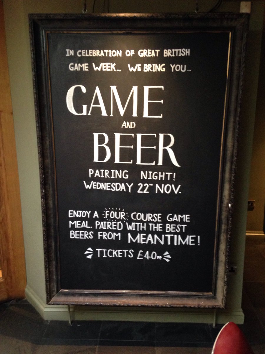 "Join Darren, Jen &amp; their team for British Game week with Meantime Beers and an evening &amp; BigAl on 22nd Nov from 7pm"