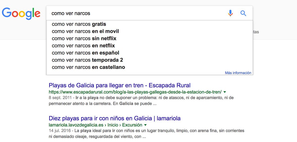 elmundotoday's tweet photo. Google dará indicaciones para ir a la playa cuando un gallego busque “Cómo ver Narcos gratis” https://t.co/aLh2L1ITG3 https://t.co/c3Y89qxGyi