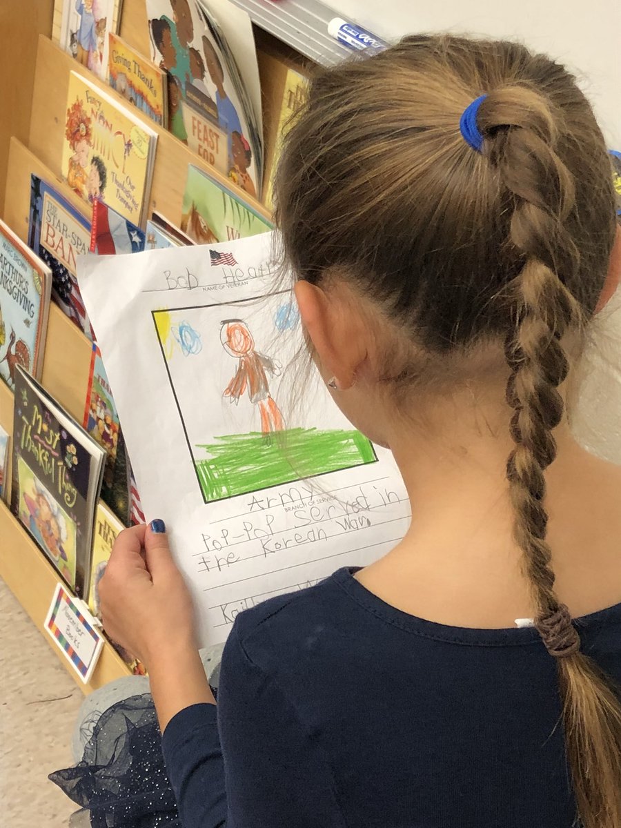 First graders honor the heroes in their lives who have served in the military. Thanks to all of those we know and love who have served! 🇺🇸#littlestlions #nhssd #NHS_LES