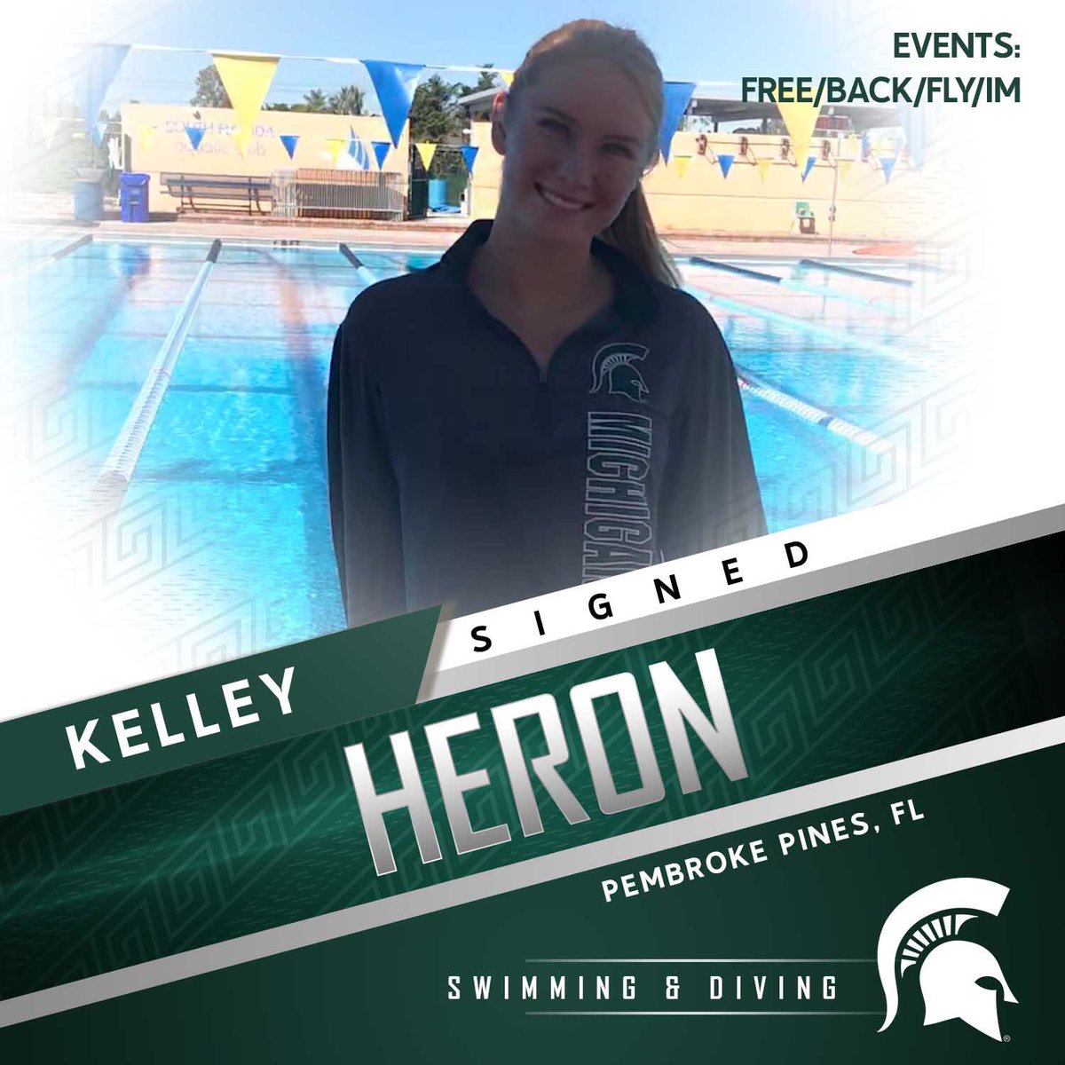 MSUswimdive's tweet image. All the way from Florida, we can’t wait to have you, Kelley! #GoGreen