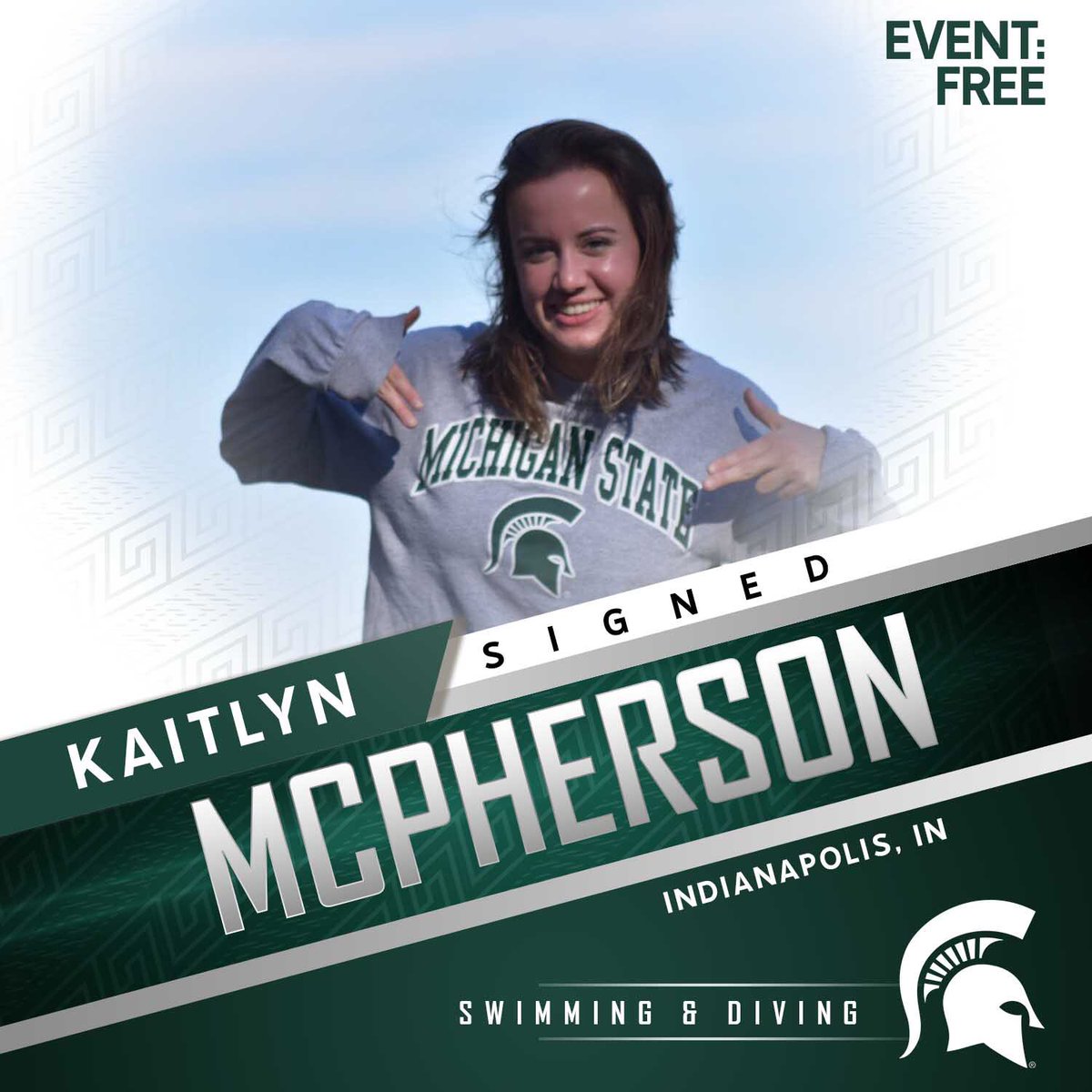 MSUswimdive's tweet image. Happy to have you in the Green and White, Kaitlyn! 💚