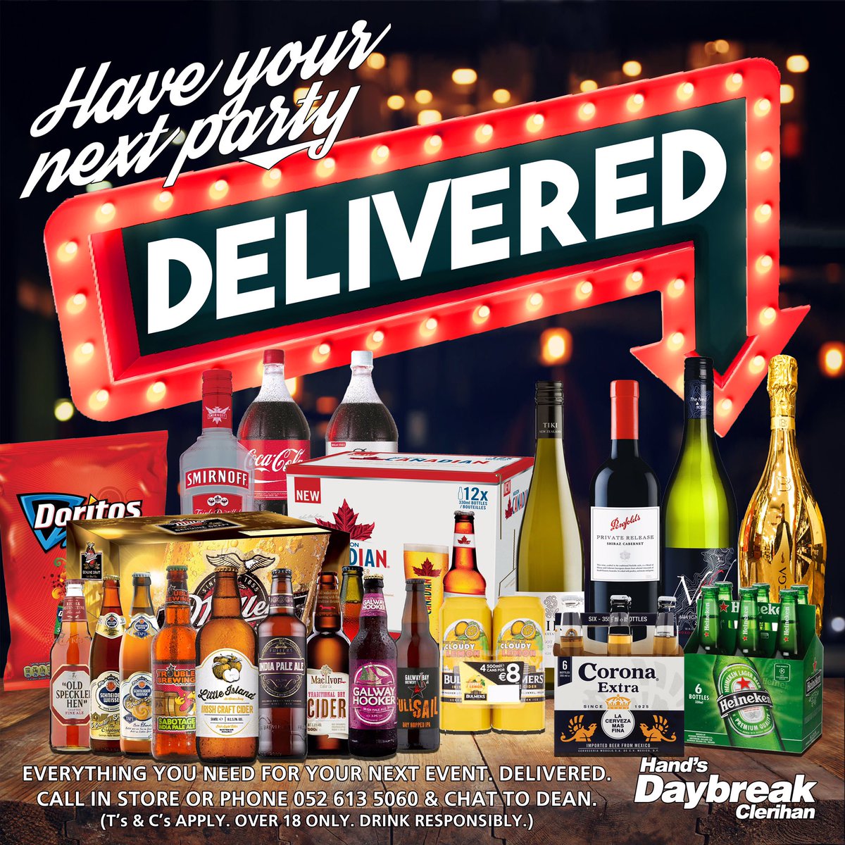 Whatever the occasion. We'll deliver &amp; take back anything unopened. #PartyNight #justafewquiets