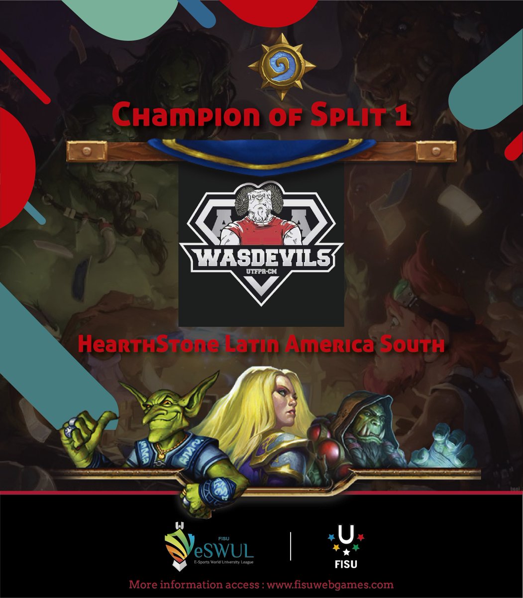 fisuwebgames's tweet photo. @wasdevils (UTFPR) foi o grande campeão do Split 1 do HearthStone Latino-Americano e com isso carimbou vaga na final mundial da modalidade, que vai acontecer de maneira presencial, no ano que vem, aqui no Brasil. Parabéns!

#FisuWebGames https://t.co/m79kfw8mKG
