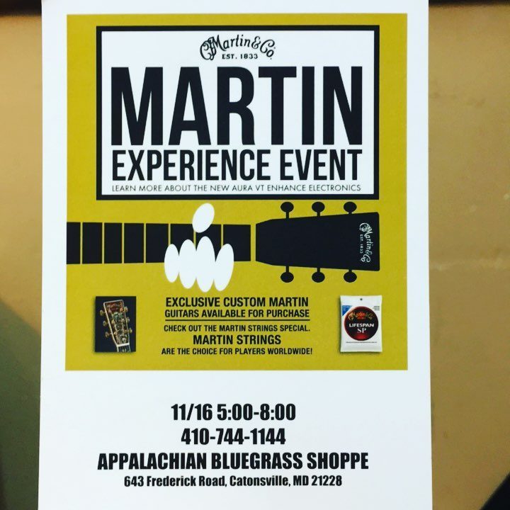 MARTIN EXPERIENCE SALES EVENT THURSDAY, NOVEMBER 16, 2017 appbluegrass.com/martin-experie…