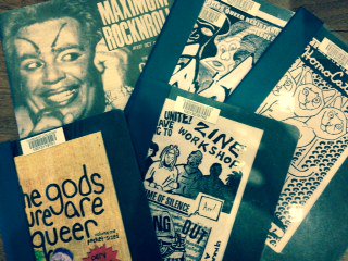 honnoldlibrary's tweet photo. Come visit our pop-up zine exhibit tomorrow, Nov. 14th at the Charles S. Holmes Memorial Lecture! Lecture details here: https://t.co/hBhTiVFHij #ccl_speccoll #claremontcollegeslibrary #zines @pomonacollege https://t.co/JHPrxDwTOX
