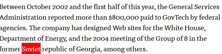 14. This source says Connell designed websites in the Slovenia 2000 elections & that GovTech (one of Connell's companies) "designed websites" for the "2004 meeting of the Group of 8 in the FORMER SOVIET REPUBLIC OF GEORGIA AMONG OTHERS."  https://www.publicintegrity.org/2006/10/30/6644/new-media-communications