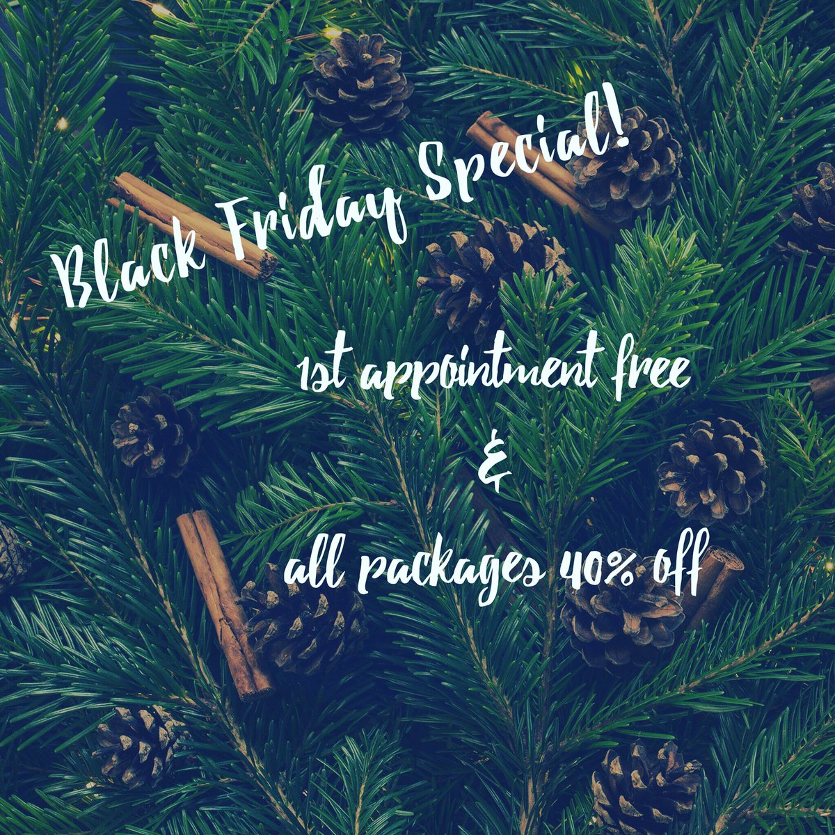 ForeverWellBoca's tweet image. BLACK FRIDAY DEAL!
Schedule an appointment at Facebook.com/foreverwellnes… between now &amp;amp; Black Friday &amp;amp; receive
1st appointment for FREE + 40% off all packages.
#BlackFriday #SouthFlorida #Boca #BocaRaton #MondayMotivation #MotivationMonday